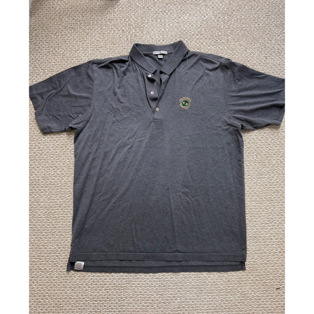 Peter Millar Mens‎ XL Gray Cotton Polo Shirt Crystal Downs Country Club Golf XL